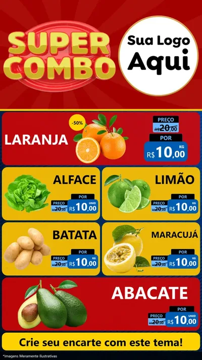 Modelo de TV para TV Vertical com o tema Super Combo para Hortifrúti