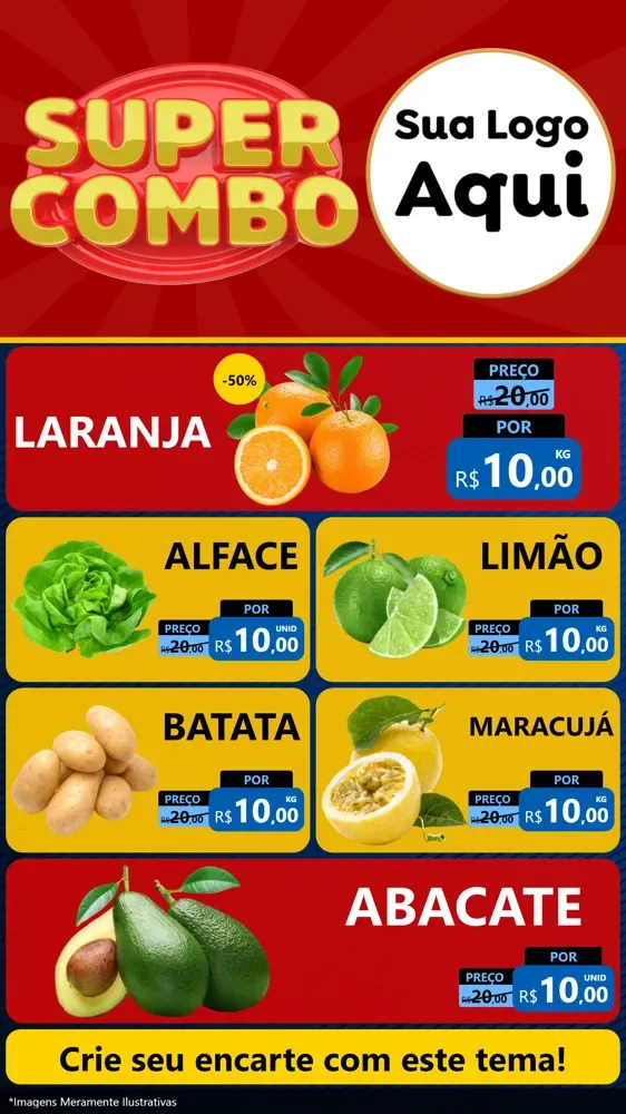 Modelo de TV para TV Vertical com o tema Super Combo para Hortifrúti