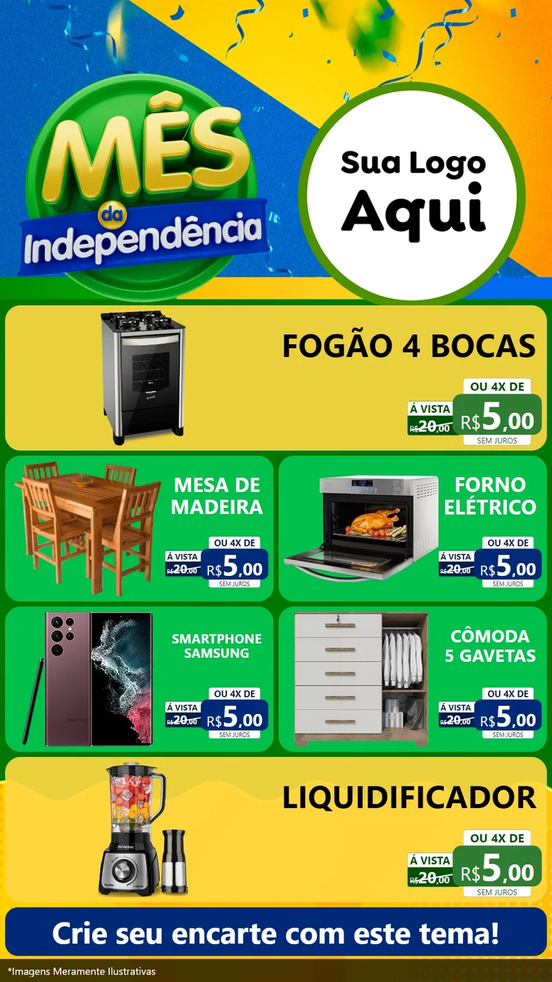 Modelo de TV para TV Vertical com o tema Mês da Independência para Móveis e Eletro
