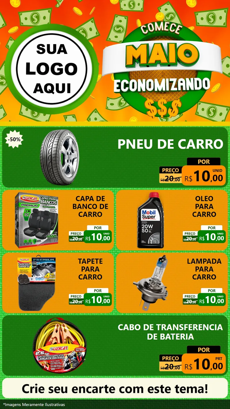 Modelo de TV para TV Vertical com o tema Comece Maio Economizando para Auto peças