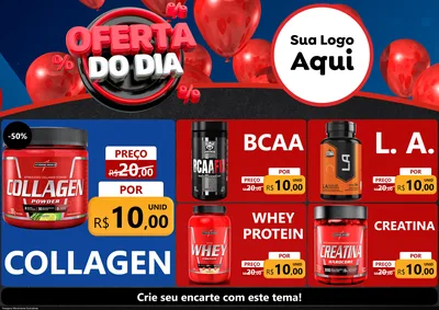 Modelo de Encarte para Encarte A4 Horizontal com o tema Oferta do Dia para Suplementos alimentares