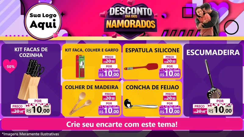 Modelo de TV para TV Horizontal com o tema Desconto Dia dos Namorados para Utilidades Domésticas