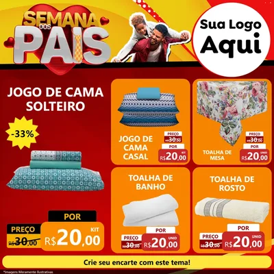 Modelo de Rede Social para Feed Facebook com o tema Semana Dos Pais para Cama, Mesa e Banho