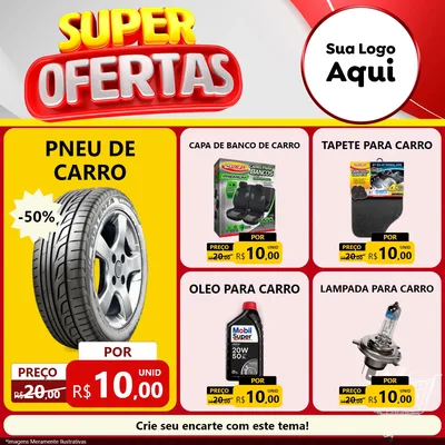 Modelo de Rede Social para Feed Facebook com o tema Super Ofertas para Auto peças