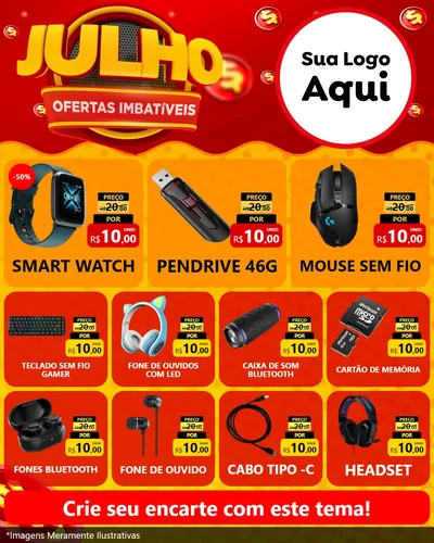 Modelo de Rede Social para Feed Instagram com o tema Julho Ofertas Imbatíveis para Informática
