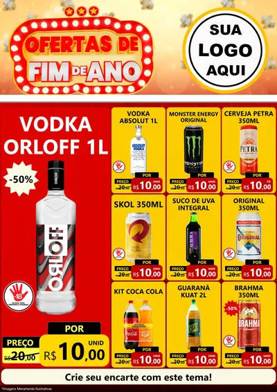 Modelo de Encarte para Encarte A4 Vertical com o tema Ofertas de Fim de Ano para Distribuidora de bebidas