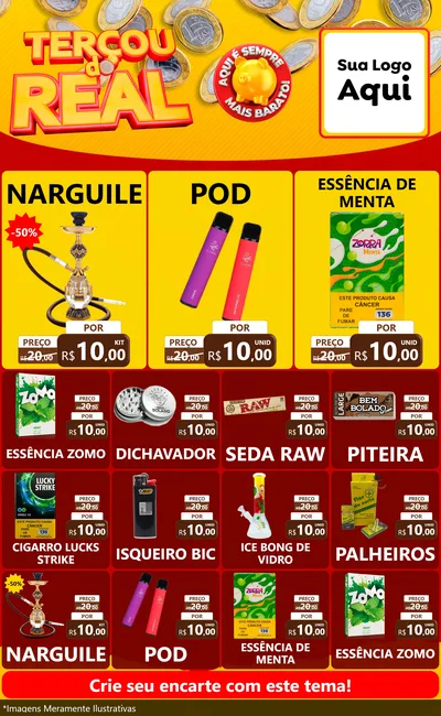 Modelo de Encarte para Encarte Grande com o tema Terçou do Real para Tabacaria