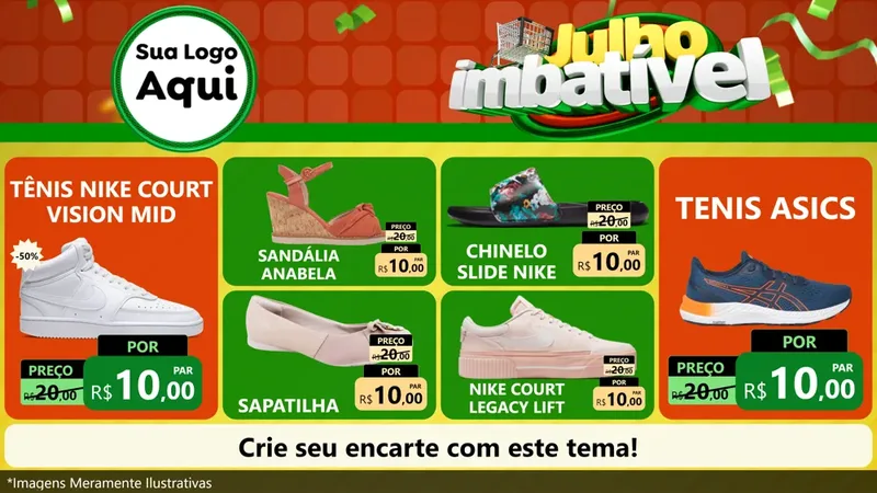 Modelo de TV para TV Horizontal com o tema Julho Imbatível para Calçados