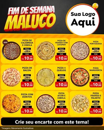 Modelo de Rede Social para Feed Instagram com o tema Final de Semana Maluco para Pizzaria
