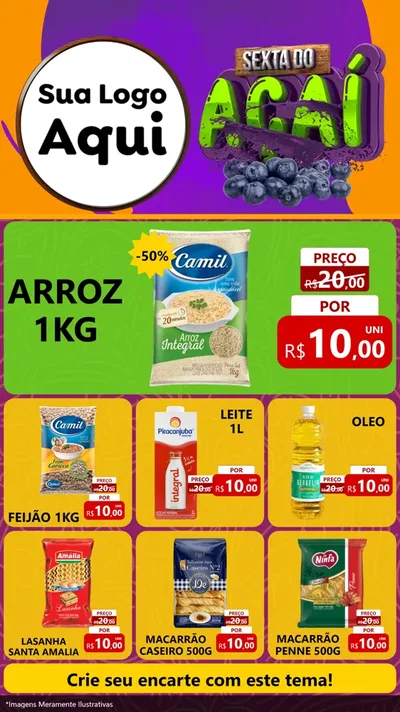 Modelo de Rede Social para Stories com o tema Sexta do Açaí para Supermercado