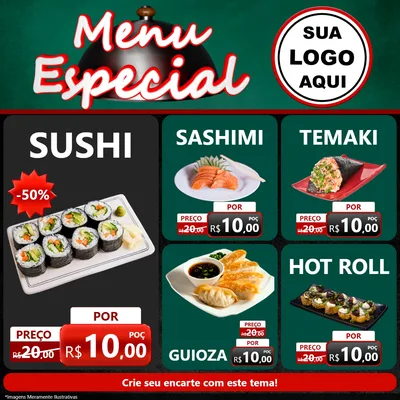 Modelo de Rede Social para Feed Facebook com o tema Menu Especial para Comida japonesa