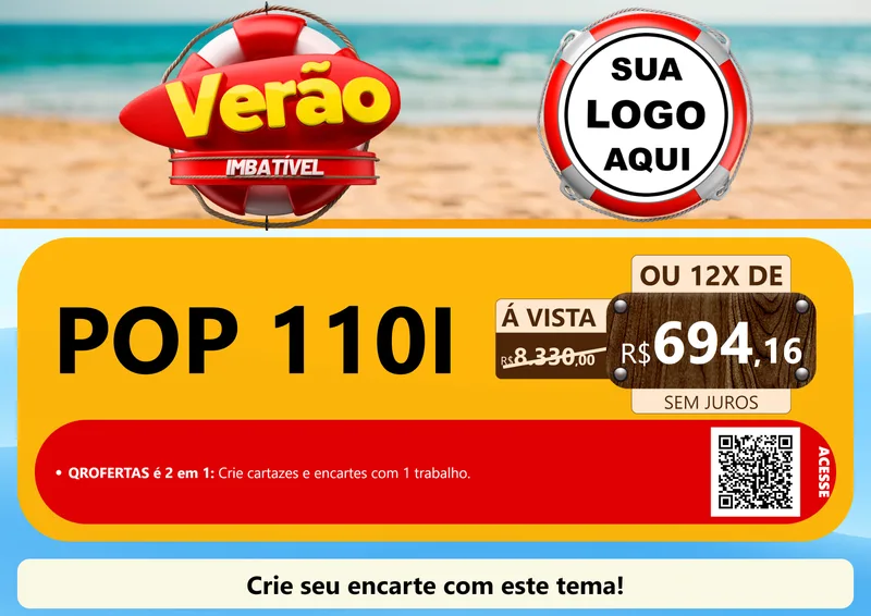 Modelo de Cartaz para Cartaz A4 Horizontal com o tema Verão Imbatível para Concessionaria de Motos