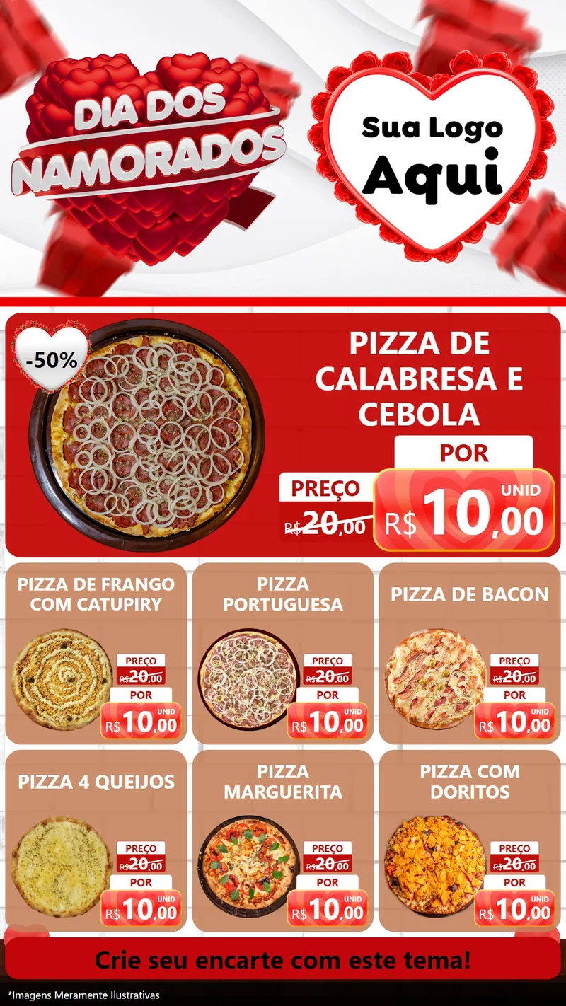 Modelo de Rede Social para Stories com o tema Dia dos Namorados para Pizzaria