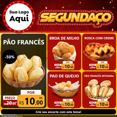 Modelo de Rede Social para Feed Facebook com o tema Segundaço para Padaria