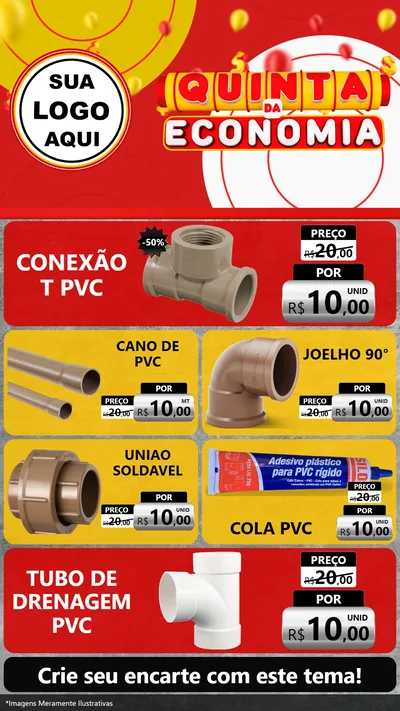 Modelo de TV para TV Vertical com o tema Quinta da Economia para Tubos e conexões