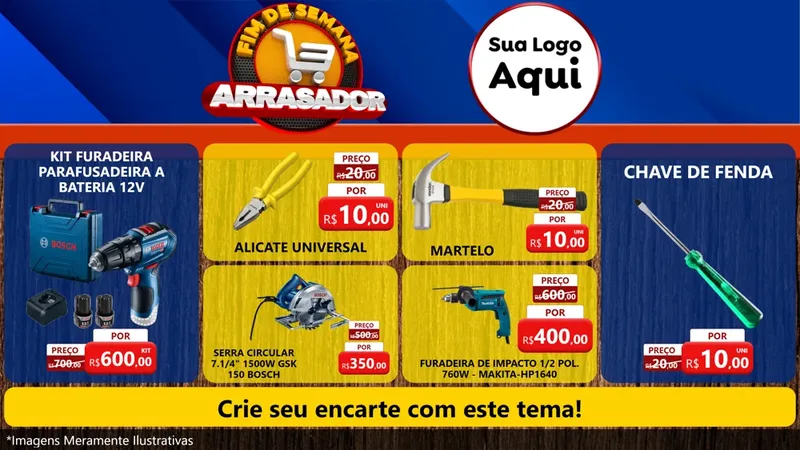 Modelo de TV para TV Horizontal com o tema Fim De Semana Arrasador para Maquinas e Ferramentas
