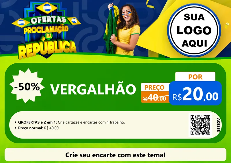 Modelo de Cartaz para Cartaz A4 Horizontal com o tema Ofertas Proclamação da República para Ferragens