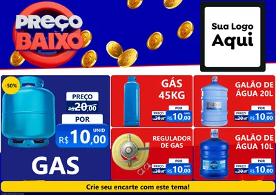 Modelo de Encarte para Encarte A4 Horizontal com o tema Preço Baixo para Água e gás