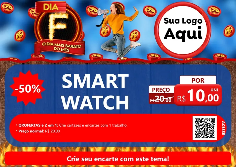 Modelo de Cartaz para Cartaz A4 Horizontal com o tema Dia F - O Dia Mais Barato Do Mês para Informática