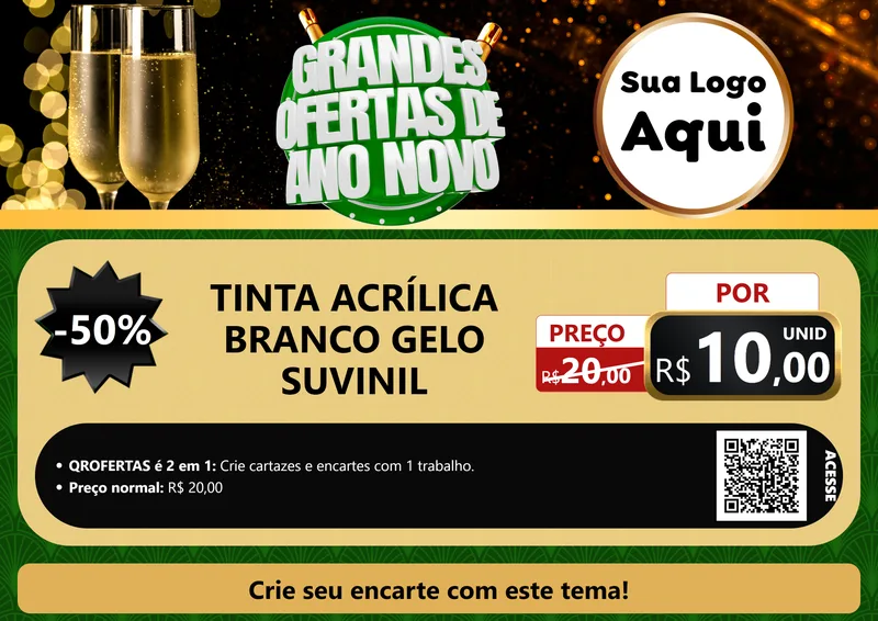 Modelo de Cartaz para Cartaz A4 Horizontal com o tema Grandes Ofertas de Ano Novo para Tintas e Ferramentas