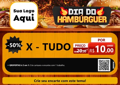 Modelo de Cartaz para Cartaz A4 Horizontal com o tema Dia do Hambúrguer para Hamburgueria