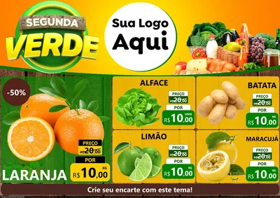 Modelo de Encarte para Encarte A4 Horizontal com o tema Segunda Verde para Hortifrúti