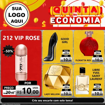 Modelo de Rede Social para Feed Facebook com o tema Quinta da Economia para Perfumes