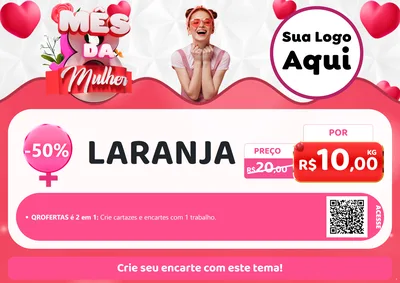 Modelo de Cartaz para Cartaz A4 Horizontal com o tema Mês da Mulher para Hortifrúti