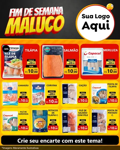 Modelo de Rede Social para Feed Instagram com o tema Final de Semana Maluco para Peixaria