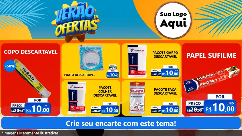 Modelo de TV para TV Horizontal com o tema Verão de Ofertas para Embalagens