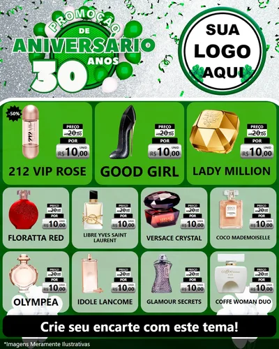 Modelo de Rede Social para Feed Instagram com o tema Promoção de Aniversário - 30 Anos para Perfumes
