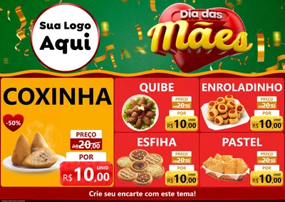 Modelo de Encarte para Encarte A4 Horizontal com o tema Dia das Mães para Salgadaria