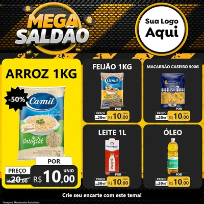 Modelo de Rede Social para Feed Facebook com o tema Mega Saldão para Supermercado