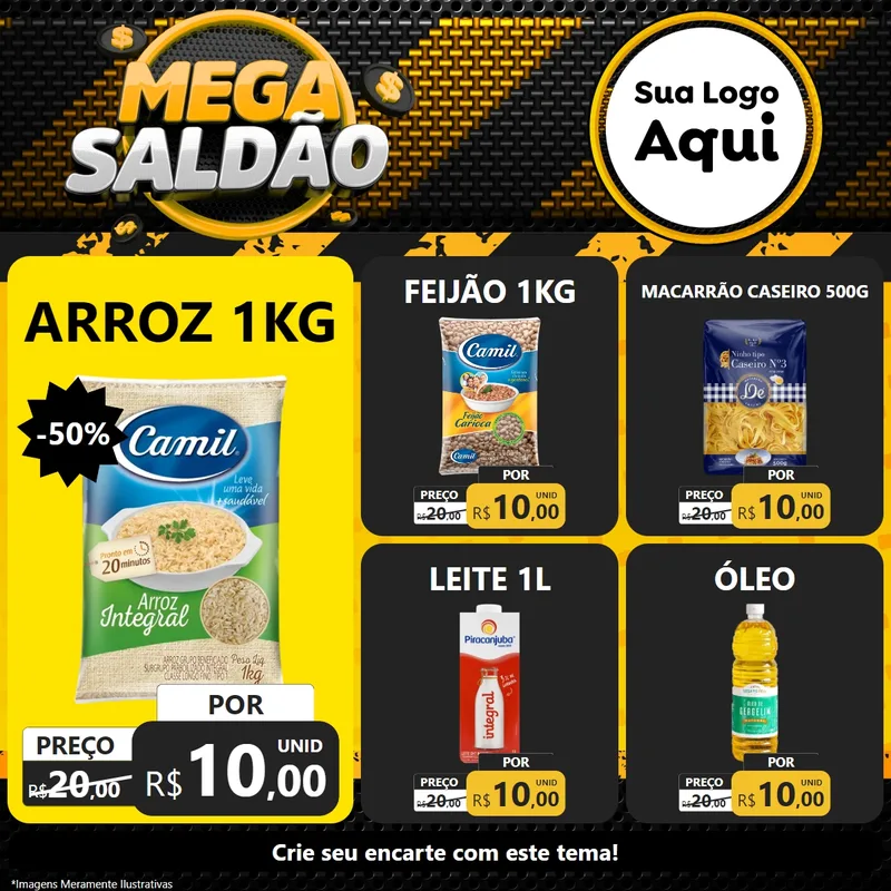Modelo de Rede Social para Feed Facebook com o tema Mega Saldão para Supermercado