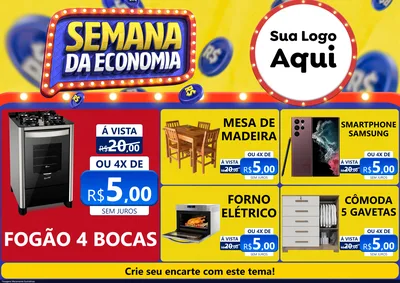 Modelo de Encarte para Encarte A4 Horizontal com o tema Semana da Economia para Móveis e Eletro