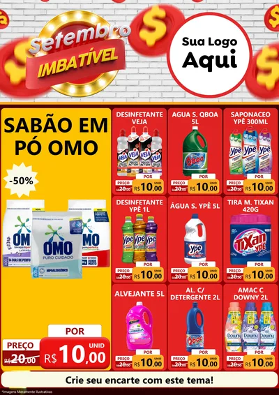 Modelo de Encarte para Encarte A4 Vertical com o tema Setembro Imbatível para Produtos de Limpeza