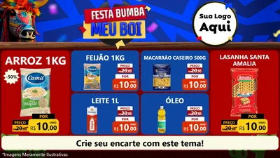 Modelo de TV para TV Horizontal com o tema Festa Bumba meu Boi para Supermercado