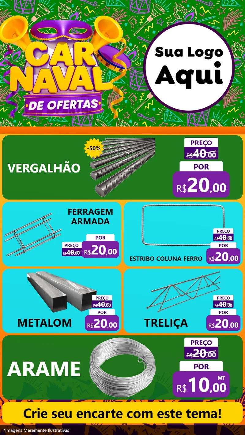 Modelo de TV para TV Vertical com o tema Carnaval de Ofertas para Ferragens