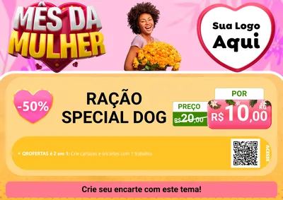 Modelo de Cartaz para Cartaz A4 Horizontal com o tema Mês da Mulher para Pet Shop