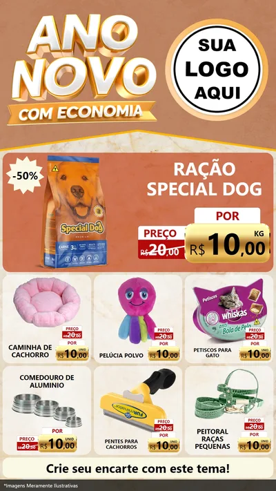 Modelo de Rede Social para Stories com o tema Ano Novo Com Economia para Pet Shop