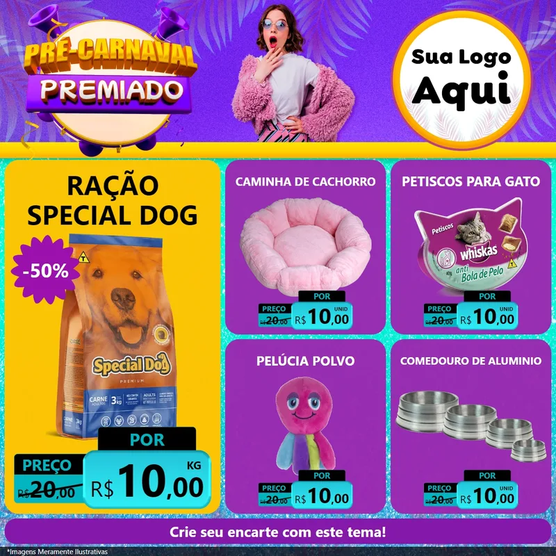 Modelo de Rede Social para Feed Facebook com o tema Pré-Carnaval Premiado para Pet Shop