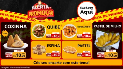 Modelo de TV para TV Horizontal com o tema Alerta de Promoção para Salgadaria