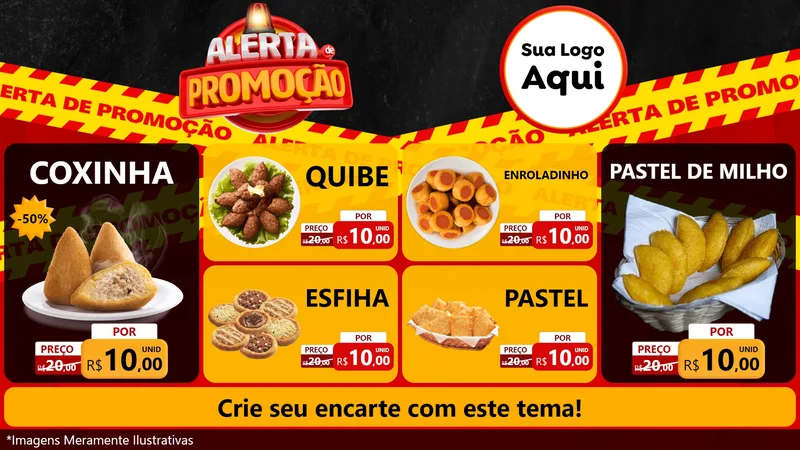 Modelo de TV para TV Horizontal com o tema Alerta de Promoção para Salgadaria