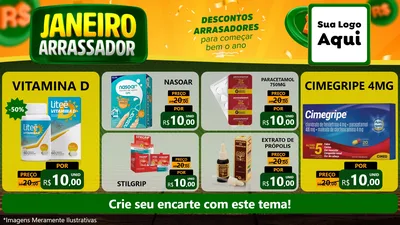 Modelo de TV para TV Horizontal com o tema Janeiro Arrasador para Farmácia