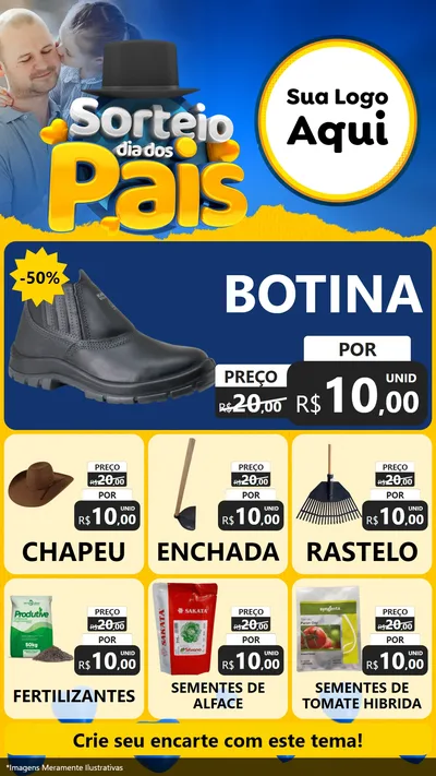 Modelo de Rede Social para Stories com o tema Sorteio Dia Dos Pais para Agropecuária