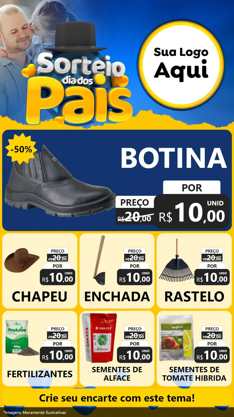Modelo de Rede Social para Stories com o tema Sorteio Dia Dos Pais para Agropecuária