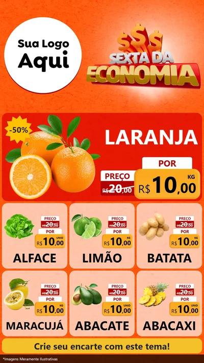Modelo de Rede Social para Stories com o tema Sexta da Economia para Hortifrúti