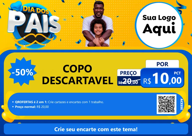 Modelo de Cartaz para Cartaz A4 Horizontal com o tema Dia dos Pais para Embalagens