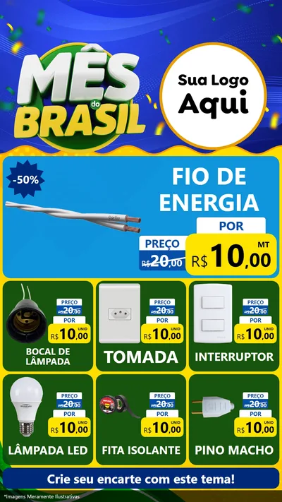 Modelo de Rede Social para Stories com o tema Mês do Brasil para Materiais Elétricos
