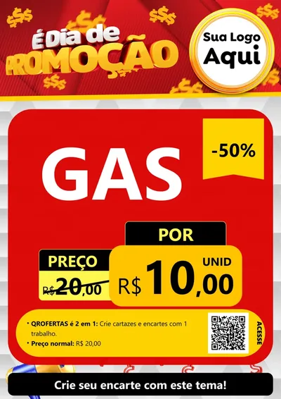Modelo de Cartaz para Cartaz A4 Vertical com o tema É Dia De Promoção para Água e gás